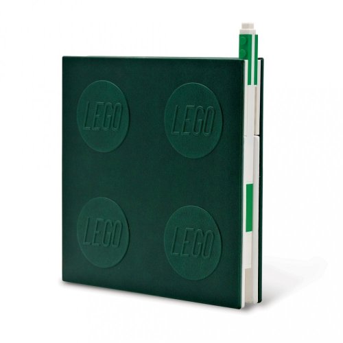 LEGO Notizbuch mit Gelstift als Clip - grün