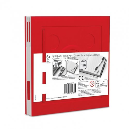 LEGO® Zápisník s gélovým perom ako klipom - červený