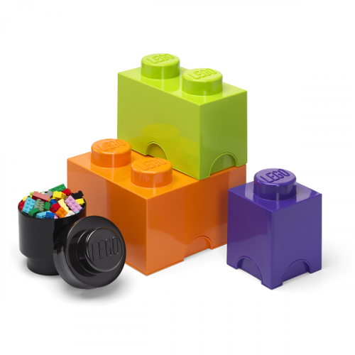 LEGO® Tárolódobozok Multi-Pack 4 db - lila, fekete, narancs, zöld