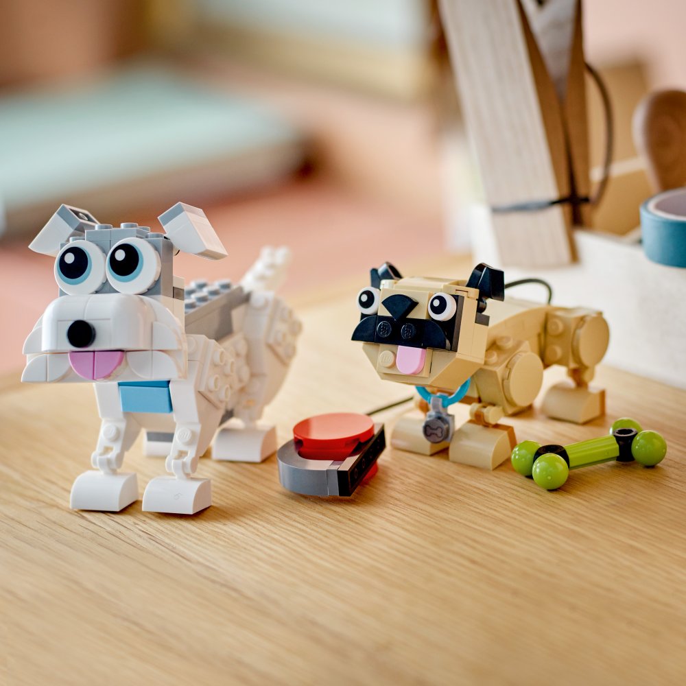LEGO Creator 3 en 1 Adorable juego de juguetes de construcción de perros  31137, relleno de calcetines o regalo para amantes de los perros, con  figuras