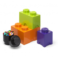 LEGO® Aufbewahrungsboxen Multi-Pack 4 Stück - violett, schwarz, orange, grün
