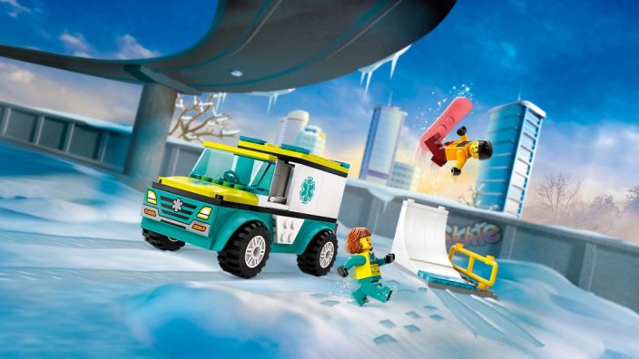 LEGO® City 60403 Ambulancia de Emergencias y Chico con Snowboard