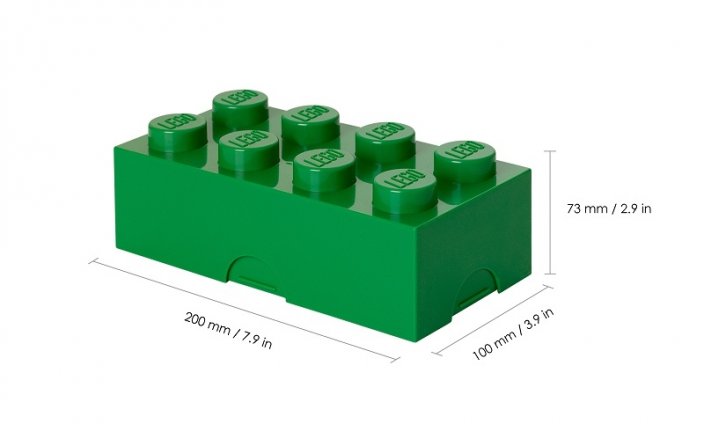 LEGO® box na svačinu 100 x 200 x 75 mm - tmavo zelená