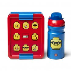 LEGO® ICONIC Classic sada na svačinu (fľaša a box) - červená/modrá
