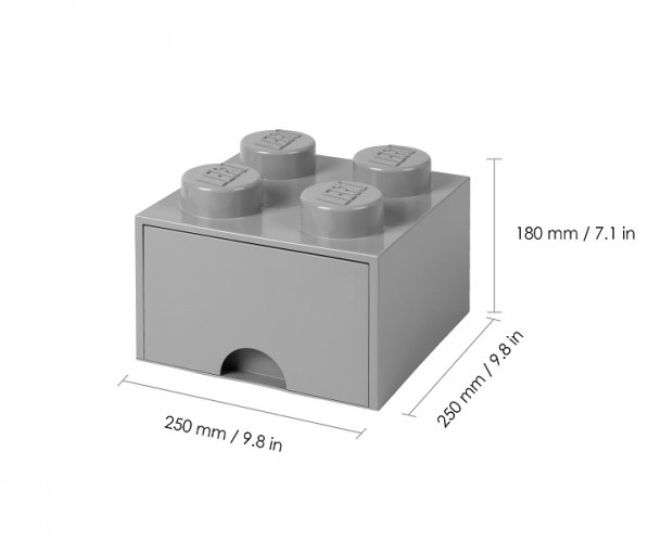 LEGO® Úložný box 4 s šuplíkem - šedá