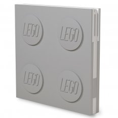 LEGO® Notizbuch mit Gelstift als Clip - grau