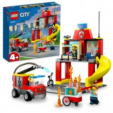 LEGO® City 60375 Remiză și mașină de pompieri