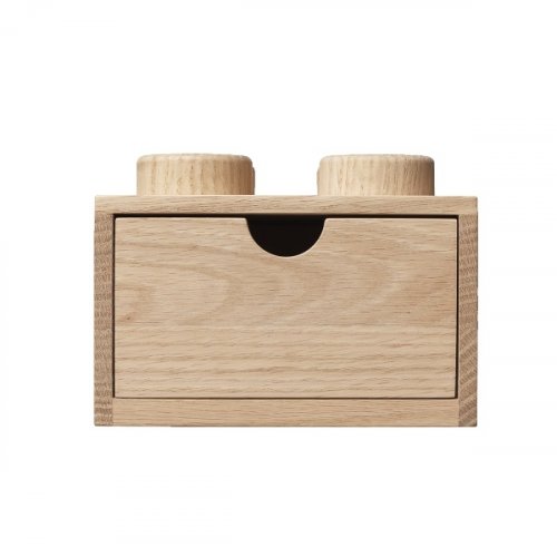 LEGO® drewniany stolik box 4 z szufladą (dąb - impregnowany mydłem)