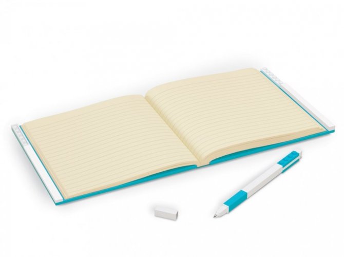 LEGO® Notizbuch mit Gelstift als Clip - azur