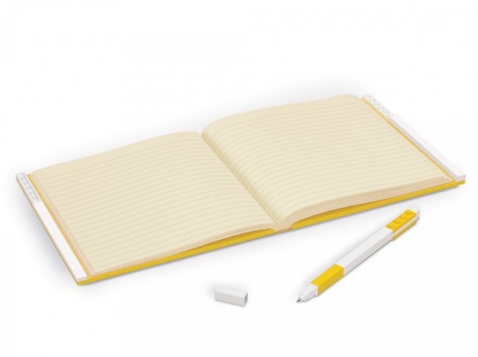 LEGO® Notizbuch mit Gelstift als Clip - gelb