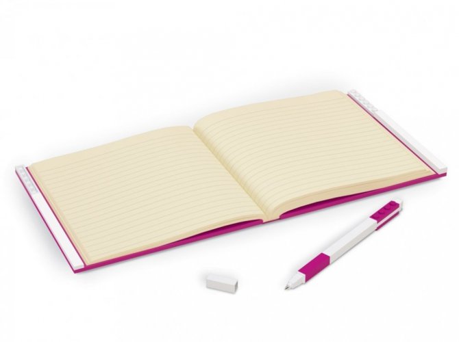 LEGO® Notizbuch mit Gelstift als Clip - lila