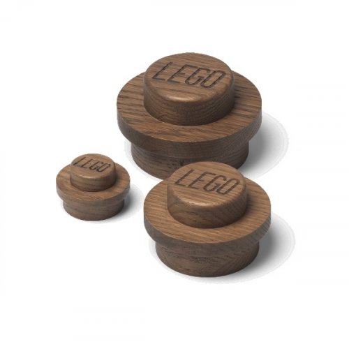 LEGO® drevený vešiak na zoď, 3 ks (dub - tmavo morený)
