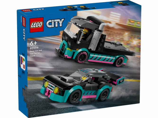 LEGO® City 60406 Mașină de curse și camion transportator de mașini