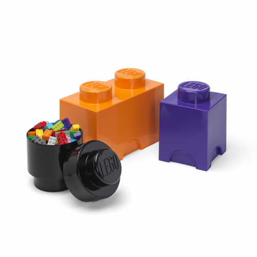 LEGO® Aufbewahrungsboxen Multi-Pack 3 Stück - violett, schwarz, orange