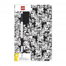 LEGO® Stationery Notatnik A5 z czarnym długopisem - Minifigure Brick