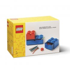 LEGO® table boxes with drawer Multi-Pack 3 pcs - red, blue