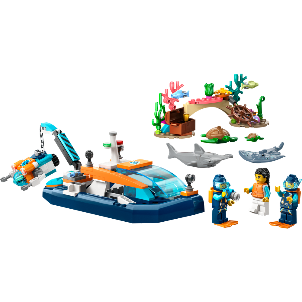 Lego city 60377 batiscafo artico, barca giocattolo con mini
