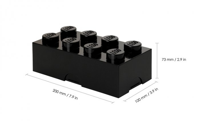 LEGO® caixa de snacks 100 x 200 x 75 mm - preto