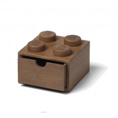LEGO® fa asztali doboz 4 fiókkal (tölgyfa - sötét pácolt)