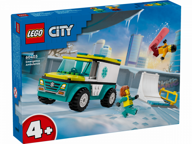 LEGO® City 60403 Ambulancia de Emergencias y Chico con Snowboard