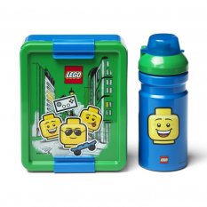 LEGO® ICONIC Boy snack set (garrafa e caixa) - azul/verde