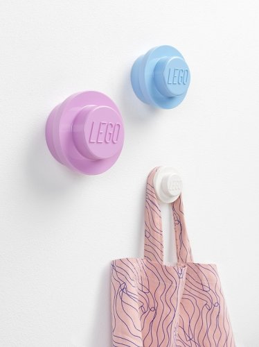 LEGO® colgador de pared, 3 piezas - blanco, azul claro, rosa